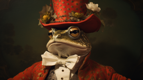 Anthropomorphic toad with a fancy hat