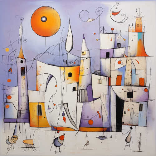 Colorful Miro-inspired Fantastic Animals and Buildings