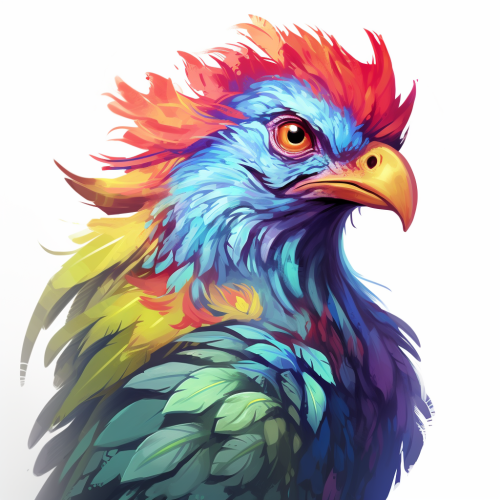 Colorful Fantasy Domestic Creature with Feathers