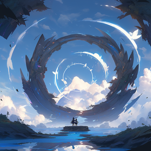 Vibrant scenery of a multi-dimensional time portal