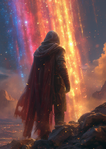 Fantasy Rainbow Pixelation Logo Golden Temple