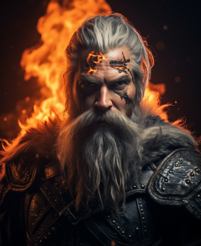 Viking warrior with white hair and beard