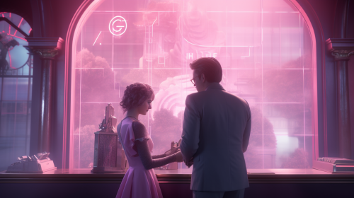 Bank teller handing money to robber