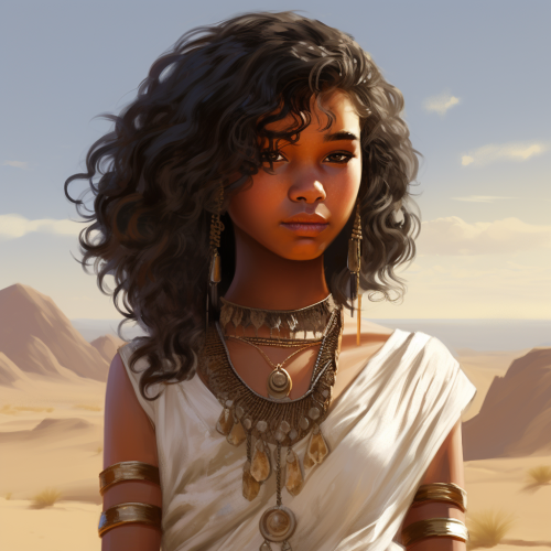 Young girl in fantasy desert