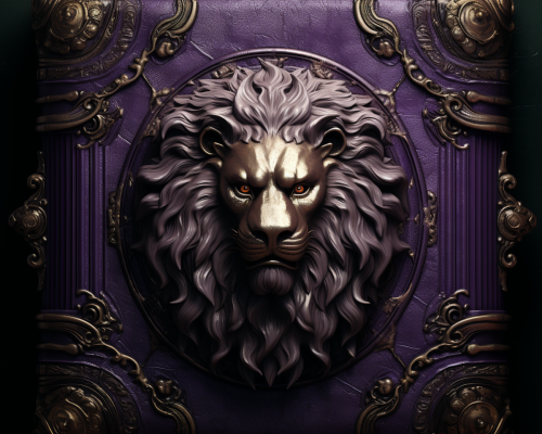 Leather Bound Book Purple Wax Seal Lion Icon