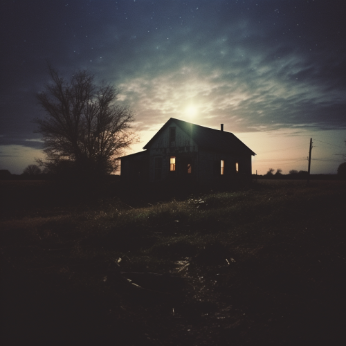 Farm house night in Indiana