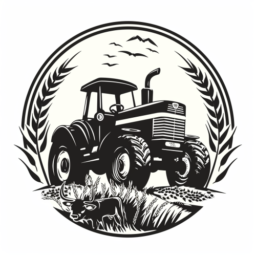 Farm Field Tractor Bulls Wheat Grains
