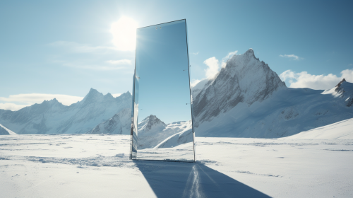 Mirror art installation in snow