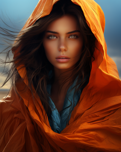 Stylish Latina model wearing a colorful poncho