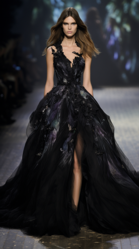 Fashion runway show with Tim Burton inspiration