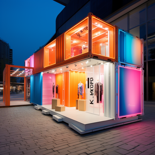 Colorful Fashion Store with Mirror and Dressing Room