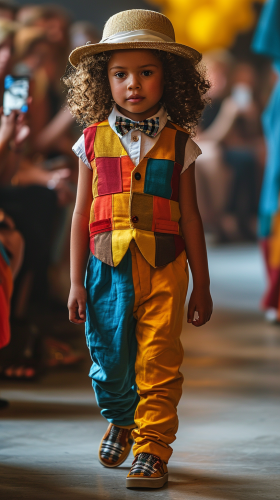 Fashionable toddler at a runway show