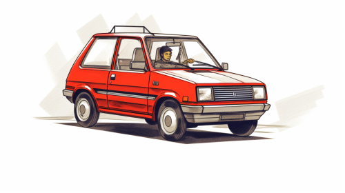 Sketch of a fast-moving Mehran car Sketch of a fast-moving Mehran car