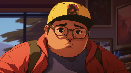 Fat Japanese Boy with NBA Hat