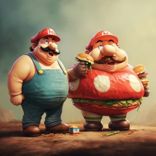 Depicting a Chubby Mario Bros Character