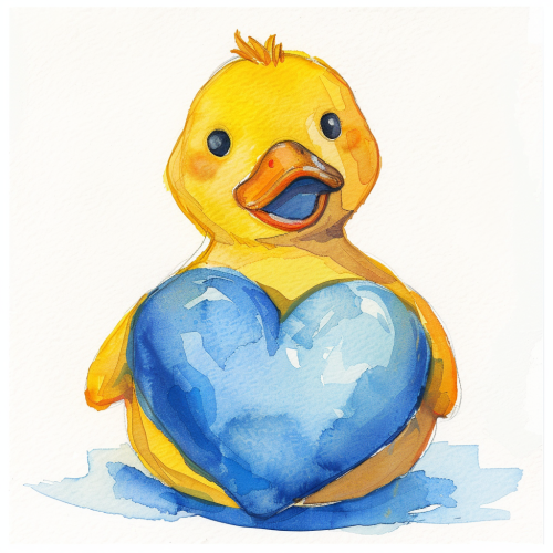 Fat rubber duck heart painting