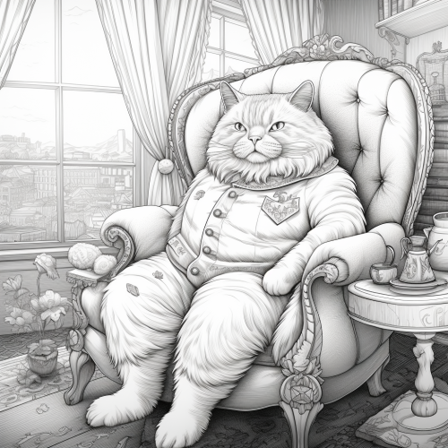 Cute fat tabby cat in armchair