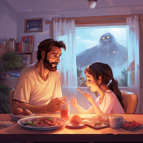 Father and Daughter Watching Star Wars Cartoon Father and Daughter Watching Star Wars Cartoon