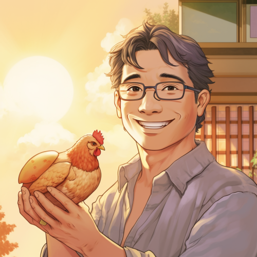 Father with Chicken Egg