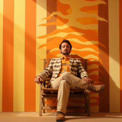 Father on Wooden Chair in Studio