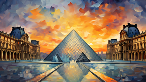 Fauvism Renoir-style Oil Painting of the Louvre