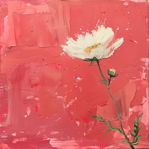 Pink Red February Birth Flower Painting