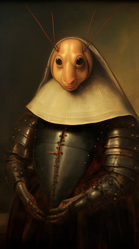 Female cockroach in Leonardo da Vinci-style painting