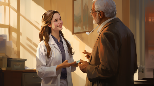 Smiling female doctor talking to patient at John Hopkins