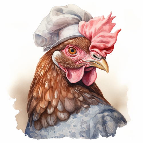 Colorful watercolor female hen illustration