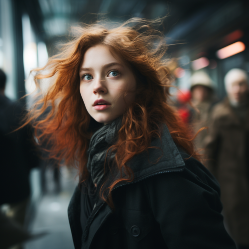 Female looking away, motion blur