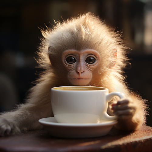 Cute monkey enjoying a cappuccino Cute monkey enjoying a cappuccino