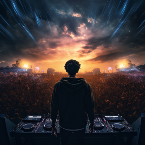 DJ mesmerizing festival crowd scene