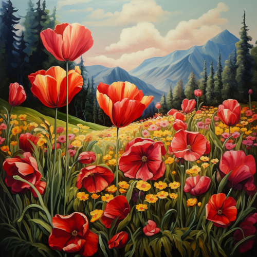 Colorful field of flowers