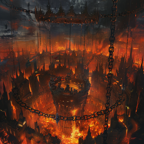 Hellish Landscape City Burning Pits