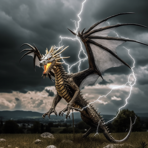 Powerful dragon spewing electric sparks