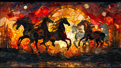 fiery horses stained glass art fiery horses stained glass art
