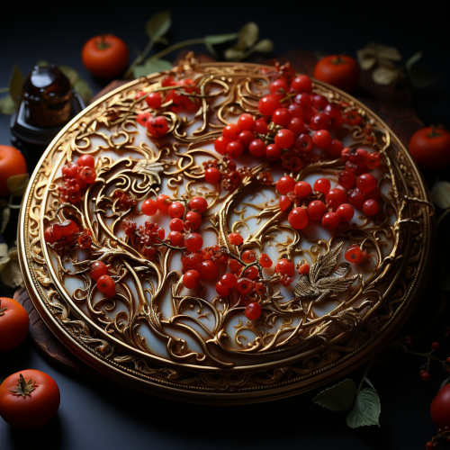 Tasty filigree pizza with toppings