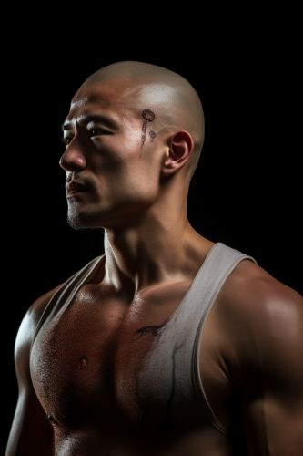 Filipino Muscular Man with Scar in Studio Filipino Muscular Man with Scar in Studio