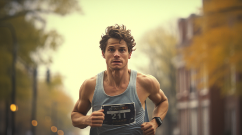 Elite male runner on film set Elite male runner on film set