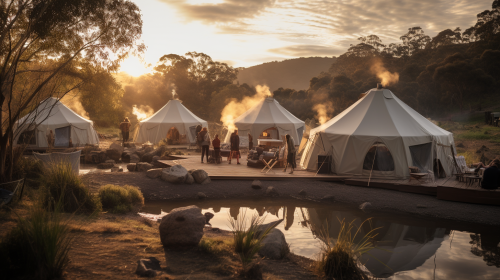 Australian reality show glamping teams building competition