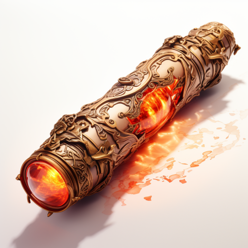 Detailed fire aesthetic magic scroll