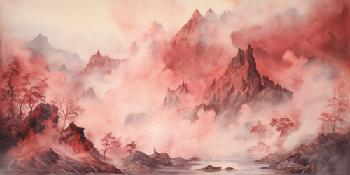 Vibrant fire on the mountain artwork