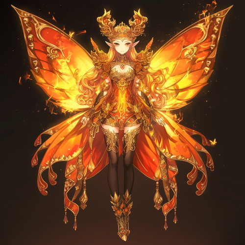Fire Pixie with Gold Accents