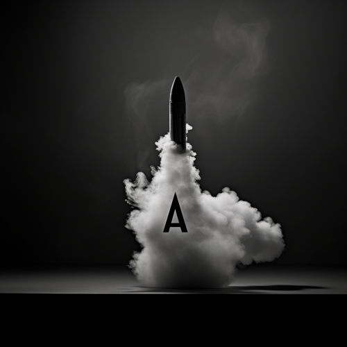 Black and white fired bullet with rising smoke Black and white fired bullet with rising smoke