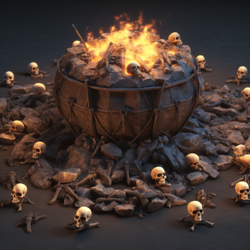 Firepit with enemy skulls