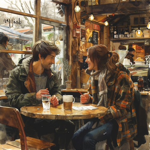 First date coffee shop image