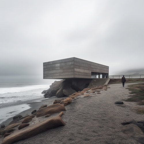 Serene fishing pavilion on misty Pichilemu coastline