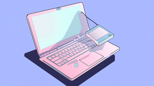 Colorful flat illustration of laptops and mobiles on edge