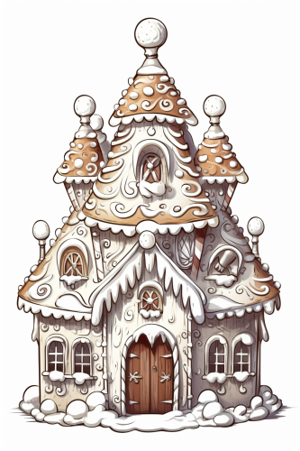 Cartoon gingerbread house with Christmas decorations