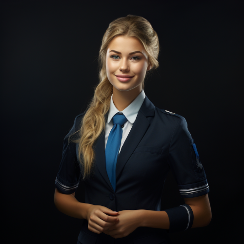 Smiling flight attendant in uniform